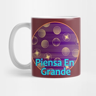 Círculo Abstracto Esferas Luminosas Fondo Morado Rayado-Horizontal Mug